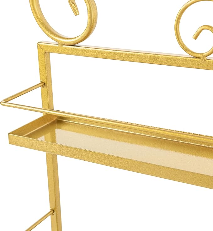 DouSeiAi 5-Tier Wall Mounted Nail Polish Storage Rack, Metal Cosmetic Organizer for Lipstick, Perfume & Essential Oils, Display Shelf for Home, Spa, Nail Salon, Gold
