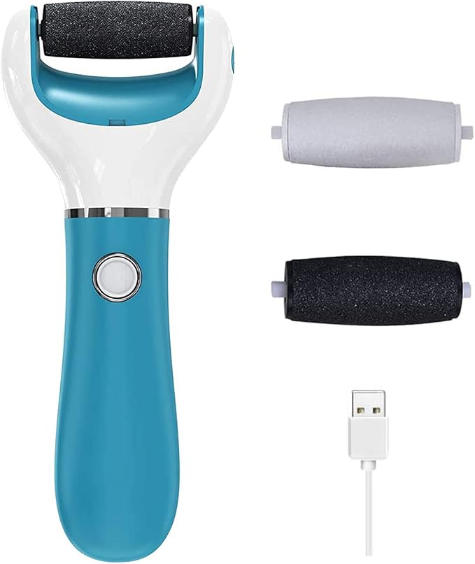 Electric Foot File Callus Remover Professional, 2-Speed Rechargeable Pedicure Tool for Remove Calluses, Dry, Hard, Dead, Cracked Skin, Includes 2 Coarses (Blue)