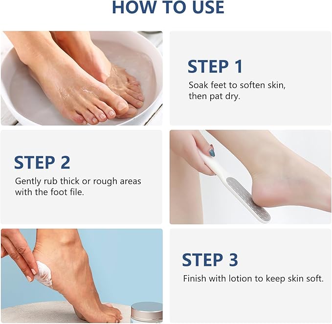 2 Pack Colossal Foot Files Kit Callus Remover Stainless Steel Dual Sided Foot Rasp Heel Scrubber Files Pedicure Tools