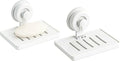 SUOXING 2 Pack Bar of Soap Holder for Shower with Suction Cup,Rustproof Wall Mounted Acrylic Shower Soap Rack & Caddy for Bathroom,Bath,Kitchen,Plastic Self Draining Soap Holder and Soap Shelf,White