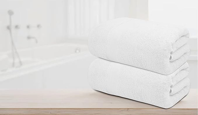 Softolle 100% Cotton Luxury Bath Sheets - Pack of 2 (35" x 70") | Super Soft, Quick-Dry & Highly Absorbent Towels for Bathroom, Home, Spa & Gym (White)