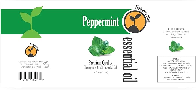 Natures-Star 16oz Peppermint Essential Oil (16 Ounce Total), Therapeutic Grade, Peppermint Oil for Diffuser, Candle Making, Aromatherapy