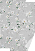 White Grey Blossom Flower Hand Towels for Bathroom Set of 2,Gray Green Leave Branches Floral Decorative Bathroom Towels for Bath,Face,Hair,Soft Absorbent Dish Towels for Kitchen Decor 28"x14"