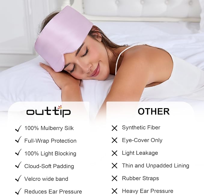 100% Mulberry Silk Sleep Mask for Women & Men Beauty Sleep, Adjustable Blindfold Silk Eye Mask for Sleeping Side Sleepers, Soft Pressure-Free Design for Home, Travel, Office, Nap