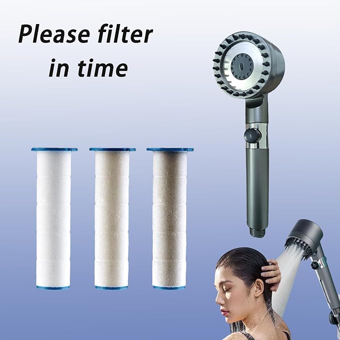 12Pcs 3.34×0.94 Inch Ion Shower Dropse Head Filter PP Cotton Replacement Cartridge, Shower Head Filter Drivese, Water Filter Core Cotton For Handheld Showerheads.