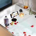 WANLIAN 33-Inch Luxury Bathtub Caddy Tray for Bathroom - Shower Storage Organizer Shelf Accessories (Gold-B)