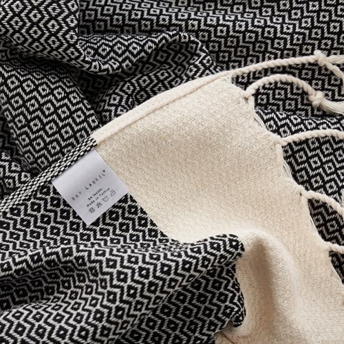 BAY LAUREL Turkish Hand Towel – Pack of 2 | Soft & Absorbent Decorative Towels for Bathroom, Hand, Face, Hair, Gym, Yoga, SPA, Kitchen & Tea | Boho Decor (Black, Diamond 15x26 Inches (Set of 2) - Image 2