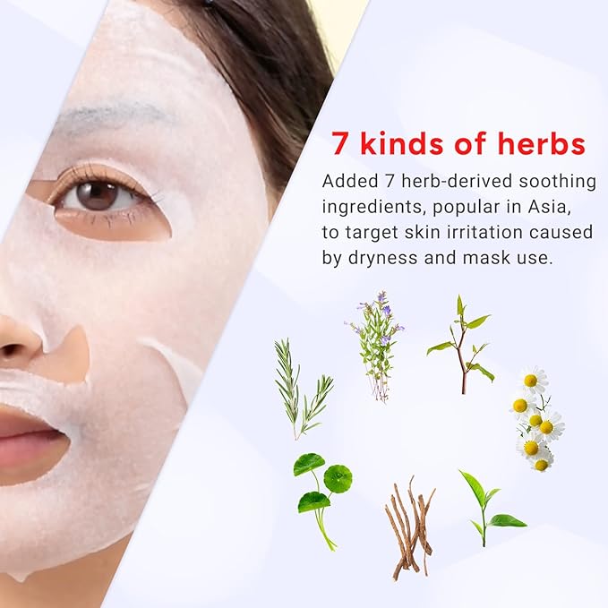 Lululun 7 Sheet Vitamin C Face Masks Skincare for Women & Men, Daily Face Mask Sheet for Pore Firming & Dull Skin, Facial Mask Sheet with 7 Herbs, Japanese Sheet Masks with 7+1 Vitamin Complex HYDRA V