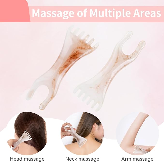 2 Pcs Head Massager Scalp Massager Tool, Six Claw Massage Comb, Multi-Functional Manual Gua Sha Tools Therapy Comb for Relieve Fatigue and Relax the Body（Gray）