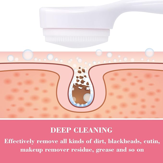 HINZIC 2 Pack Silicone Manual Facial Cleansing Brush, Skin Friendly Waterproof Face Cleaning Scrubber Exfoliator Cleanser for Blackheads Whiteheads Makeup Residues Removal- White