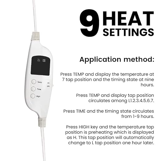 ForPro Professional Collection Fleece Massage Table Warmer, Extra Large 31" x 72" Heating Pad with 9 Heat Settings, Rapid Warming, LED Controller, 6' Detachable Power Cord