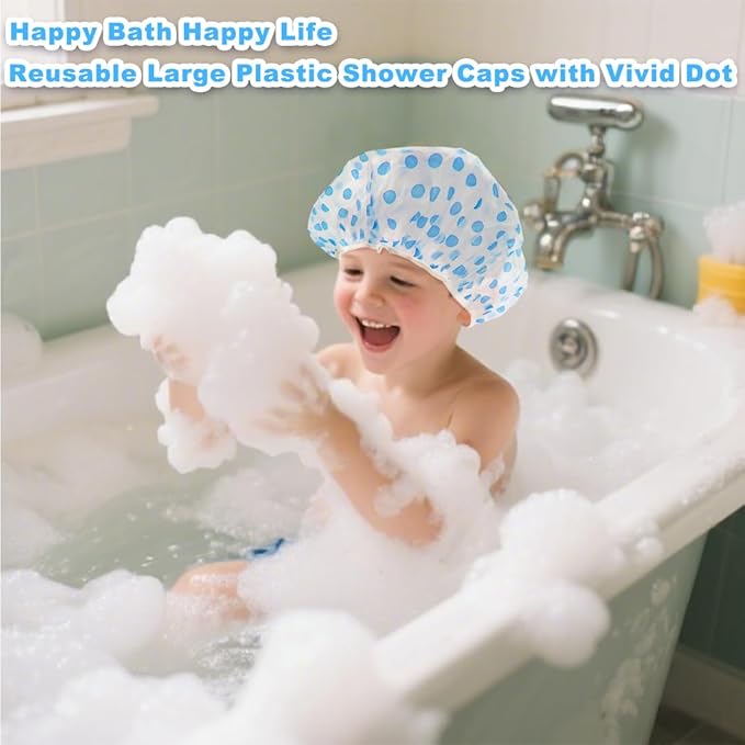18 Pack Shower Caps for Women,Waterproof Reusable & Disposable Adjustable Bath Caps For Spa Long Hair Travel Saunas (Blue)