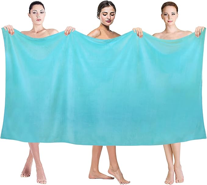 JML Microfiber Bath Sheet Towels for Adult, 2 Pack, 40" x 80", Oversized Bathroom Towel with Hanging Loop, Soft Super Absorbent, Fast Drying, Perfect for Sauna, Sport, Fitness, Yoga, Aquamarine