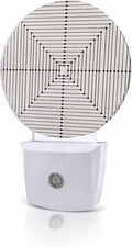Night Lights Auto Sensor Beige Aesthetic Night Light Lines Perspective Box Round Lamp Plug-in LED Nightlights Dusk to Dawn for Living Room Bedroom Bathroom Hallway Wall Decor