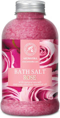 Rose Bath Salts 21.16 Oz - Natural Rosewood Oil & Rose Extract - Best for Relaxing - Good Sleep - Beauty - Bathing - Body Care - Wellness - Relax - Aromatherapy - Spa - De-Stress Bath Salts 600g