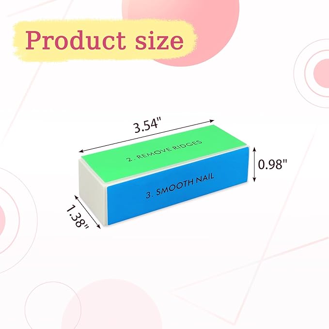 6-Pack Large Square Sponge Nail Buffer Block, 4-Way Nail File and Buffer for Smooth and Shiny Nails, Manicure and Pedicure Essentials