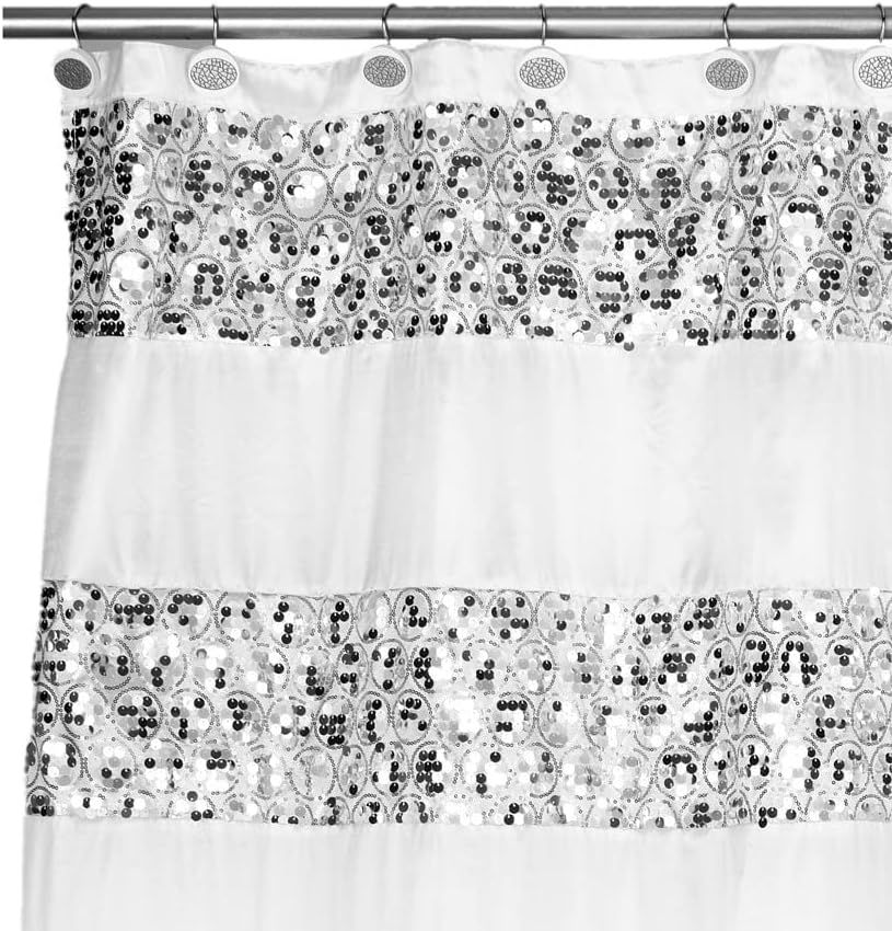 Zahari Home Sinatra Bathroom Shower Curtain Set - 13pc Classic White Shower Curtain & Hooks - Unique Design - Image 4