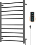 Towel Warmer Rack for Bathroom, Heated Towel Rack Wall Mounted, Stainless Steel, Warmers Rack for Bathroom, Fast Heating, Smart Timing & Temperature Control, Plug-in, Black