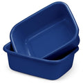 DecorRack 2 Plastic Wash Basins, Large 10 Quart Graduated Bucket, Portable Washbasin for Washing, Cleaning, Foot Bath, Dishes, Face Cleansing Bowl, Blue (2 Pack)
