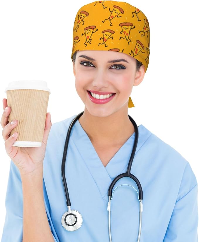 Alligator Ice Cream Working Cap, Scrub Cap with Sweatband, Adjustable Tie Back Hat Breathable Headgear for Women/Men