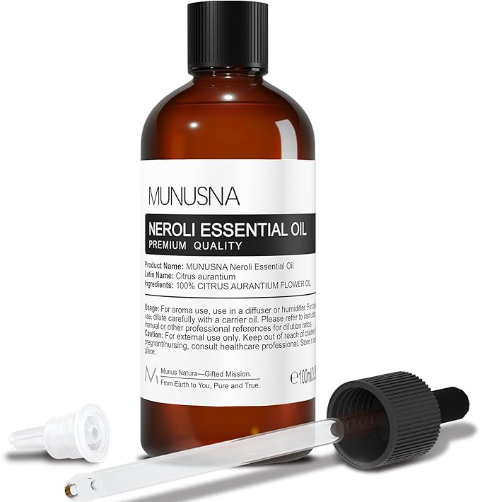 Neroli Essential Oil 100ML, 100% Pure Neroli Oil Aromatherapy Oil for Diffuser, Skin Care, Hair Care, Massage, Yoga, Home, Soap and Candle Making