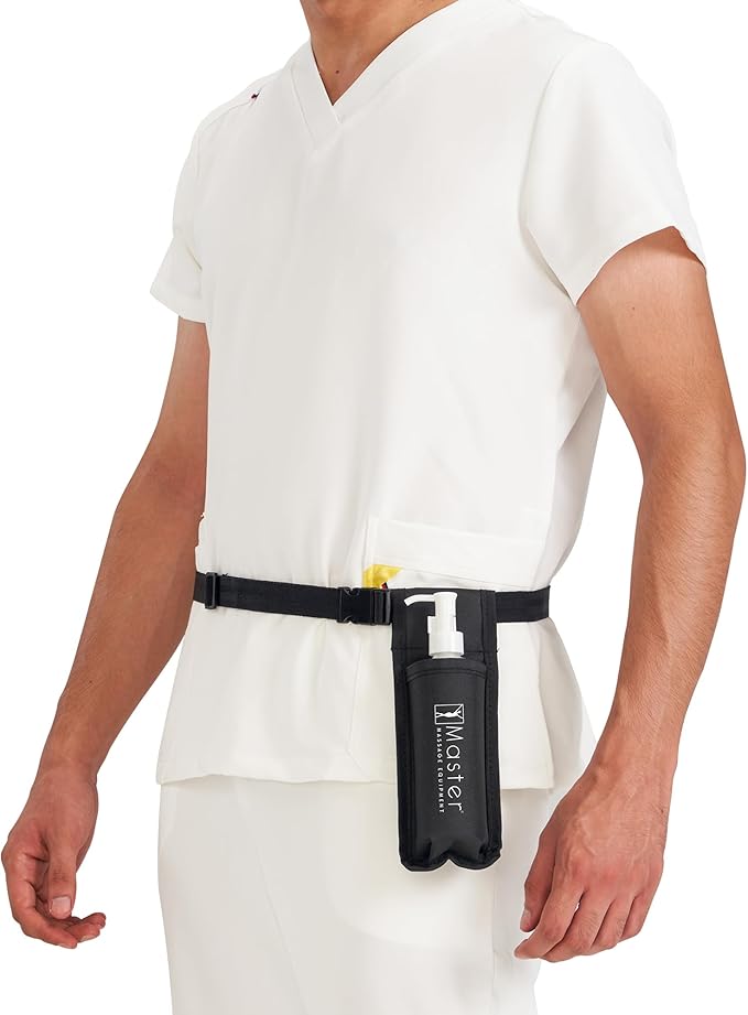 Master Massage Single Bottle Massage Oil Holster Case Bag-Adjustable and Heat-Resistant Bottle Cream & Lotion Single Holster Bag Kit– Incl. One 8 Oz Refillable Pump Dispenser
