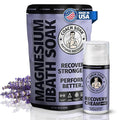 Coach Soak Recovery Bath Soak & Magnesium Cream - Bath Salt (3 lb) & Magnesium Lotion (3.4 oz) - Natural Recovery Cream & Fast-Absorbing Pure Flakes for Relaxing Muscle Support, Calming Lavender