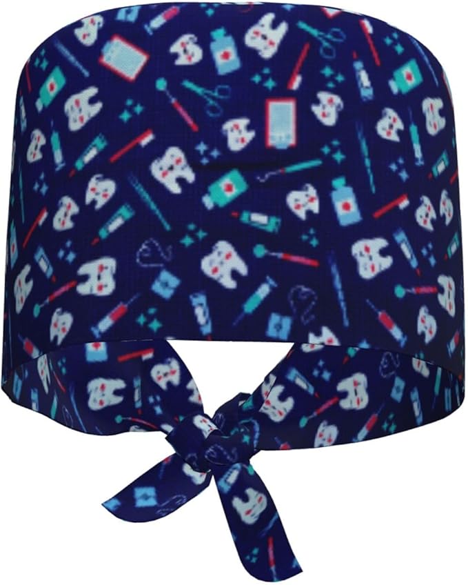 Working Cap Scrub Caps with Sweatband Adjustable Tie Back Hat Nurse Surgical Caps Unisex
