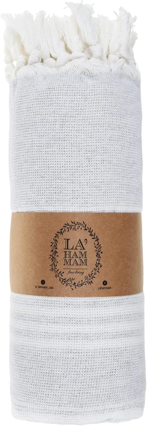 Beach Towel | Cotton Beach Towels, Easy to Carry, Sand Free, Highly Absorbent, Quick Dry, Turkish Towels for Travel Camping Bath Sauna Beach Gym Fitness Pool Yoga SPA by Lahammam, Asena, Gray