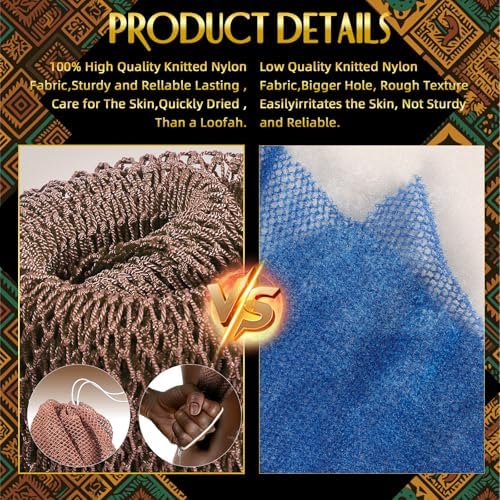 UJFQBH 3 Pack African Net Sponge Authentic Rosewood Exfoliating Washcloth - Image 4