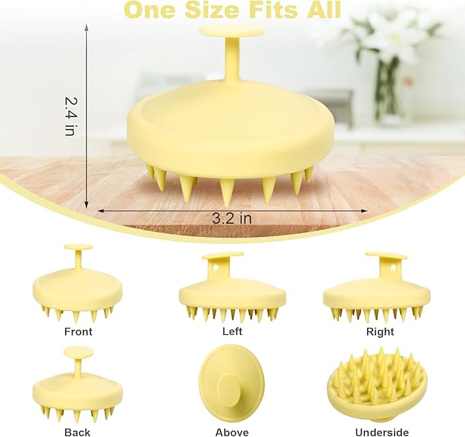 Meartchy Silicone Scalp Massager, Scalp Scrubber for Hair Growth with Soft Bristles, Scalp Exfoliator Brush Dandruff Removal Shampoo Brush for Wet Dry Scalp Care (Light Yellow)