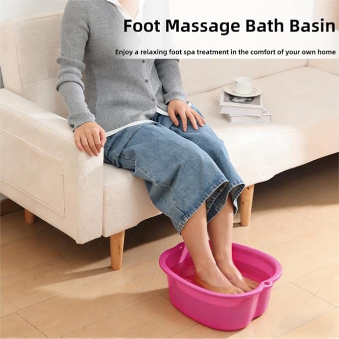 Ytterbium Foot Soaking Bath Basin, Large Massage Foot Soaking Tub, Plastic Home Spa Pedicure Bucket, Relaxation & Stress Relief, Suitable for Women & Men (Purple)