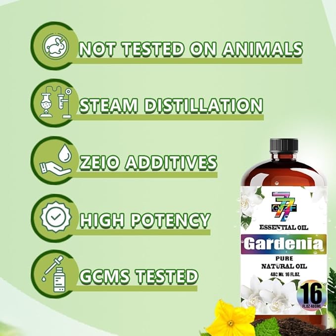 Gardenia Essential Oil - GV77ZF Gardenia Oils for Diffusers, Humidifiers, DIY Candles, Soap, Cleaning, Home, Office, Yoga, Massage, Gifts - 16 fl oz (480 ml)