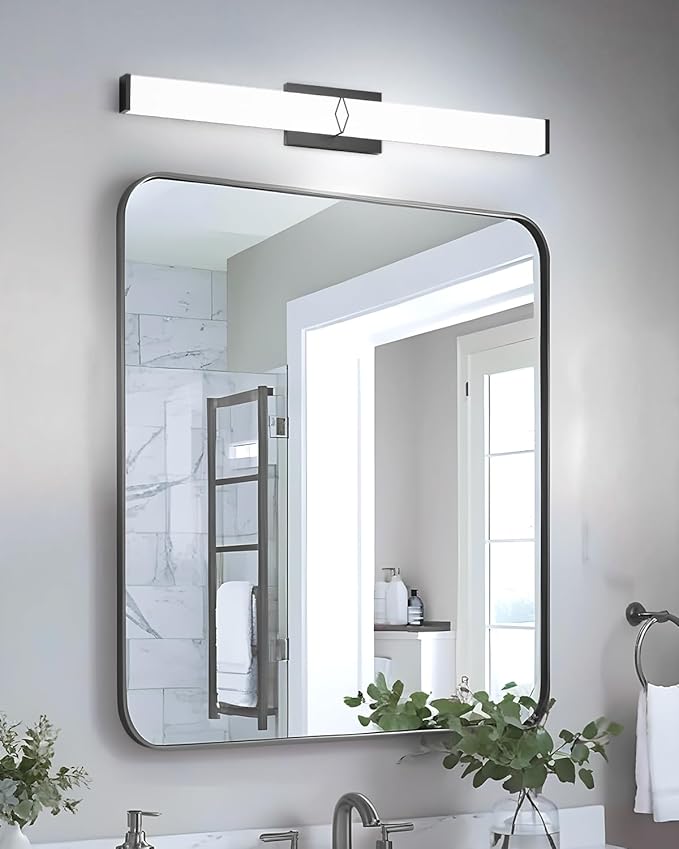 Modern Bathroom Light Fixtures,32inch Dimmable Bathroom Vanity Lights Over Mirror, 32W 3600LM LED Vanity Lights,5700K Matte Black Vanity Lighting Fixtures,ETL Certified Cool White