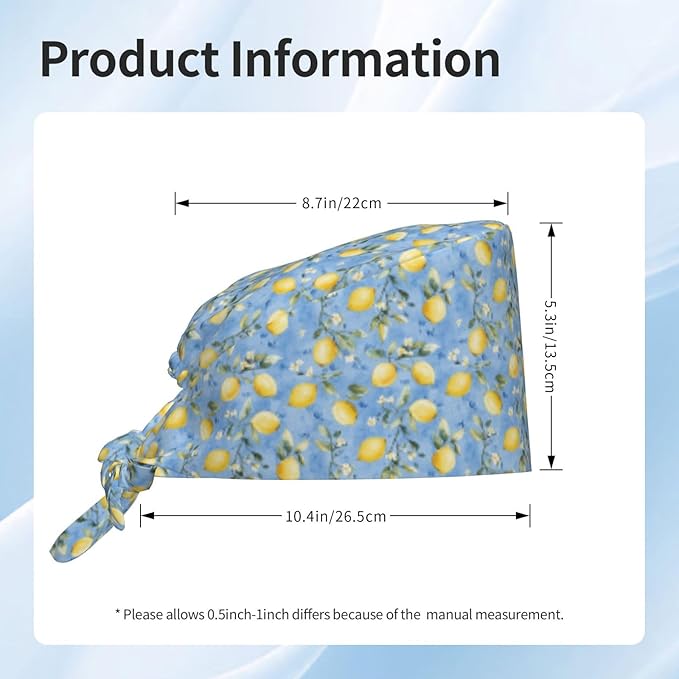 Scrub Cap for Women and Men Boho Black Leaf Pattern Adjustable Breathable Sweatband Hat for Work Kitchen Spa Shower Daily Use