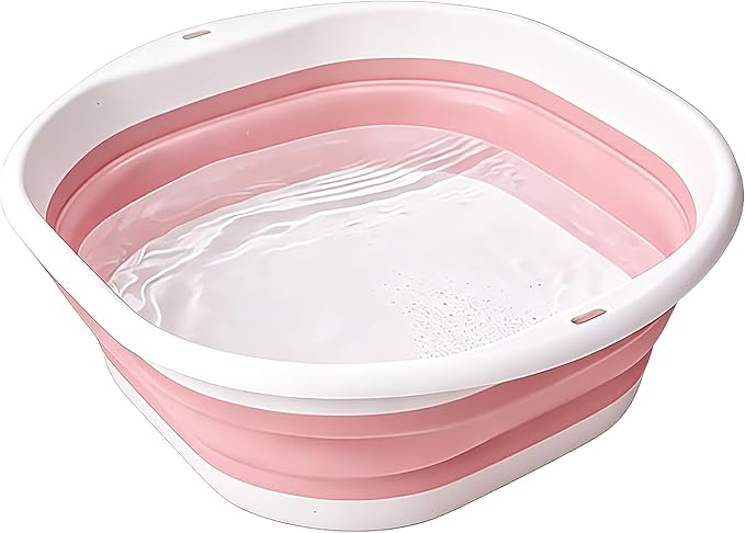 Portable Pool Foot Bath,Collapsible Pool Foot Wash Basin Tub,Foot Bath Basin for Above Ground Swimming Pools Accessories (Pink Baths)
