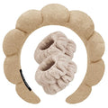 Spa Headbands for Washing Face Wristband Set Sponge Makeup Skincare Headband Wrist Towels Bubble Soft Terry Towel Cloth Hairband for Women Puffy Headwear Non Slip Thick Thin Hair Headwear (Coffee)