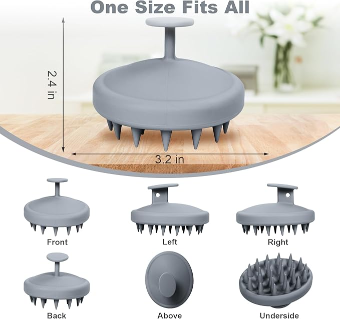 Meartchy Silicone Scalp Massager, Scalp Scrubber for Hair Growth with Soft Bristles, Scalp Exfoliator Brush Dandruff Removal Shampoo Brush for Wet Dry Scalp Care (Grey)