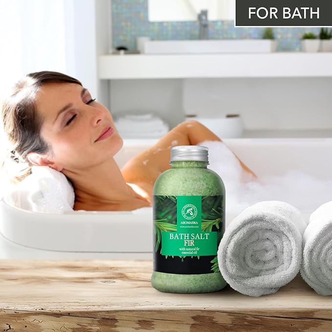 Fir Bath Salt with Natural Fir Essential Oil 21.16 Ounces - Natural Bath Sea Salt - Coniferous Salts - Best for Bath - Good Sleep - Relaxing - Body Care - Beauty - Aromatherapy