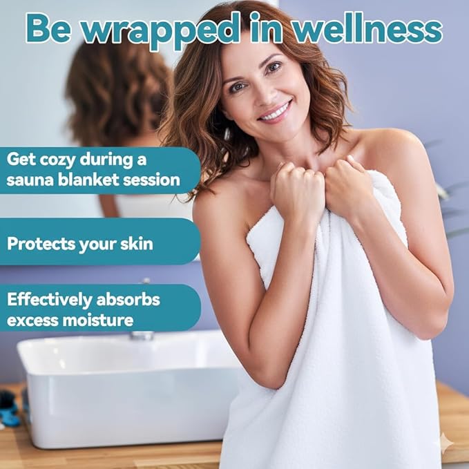 Sauna Towels for Infrared Sauna Blanket -Reusable & Machine-Washable Sauna Towel Insert for Blanket (Cotton)-White