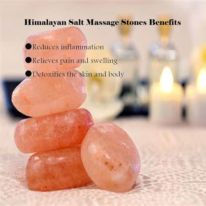 Moon Shape Himalayan Salt Massage Stones Hot Massage Cold Massage Stones Set Warm Rocks Kit for Facial SPA