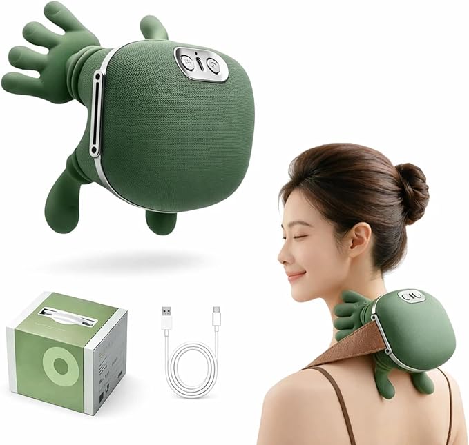 Cordless Neck Massager with Heat, 4D Bionic Shiatsu Neck and Shoulder Massager with Real Hand Kneading, Deep Tissue Back Massager for Home Office Travel, Gifts for Women Men(Green)
