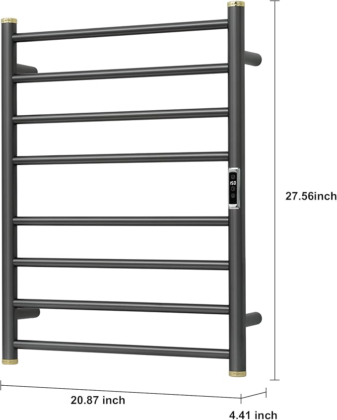 Electric Towel Warmer Rack,Heating Towel Warmer,Timer & Temperature Control,Wall-Mounted Plug-in for Bathroom,Gunmetal Grey,Stainless Steel,8-Bar(27.56x20.87x4.41in)