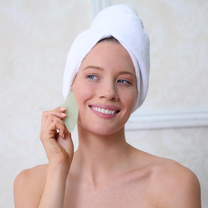 Daily Concepts Gua Sha Jade Facial Tool, Renews Skin By Increasing Blood Flow and Flushing Out Lymphatic Drainage, Stimulating Skin for Radiant Results!