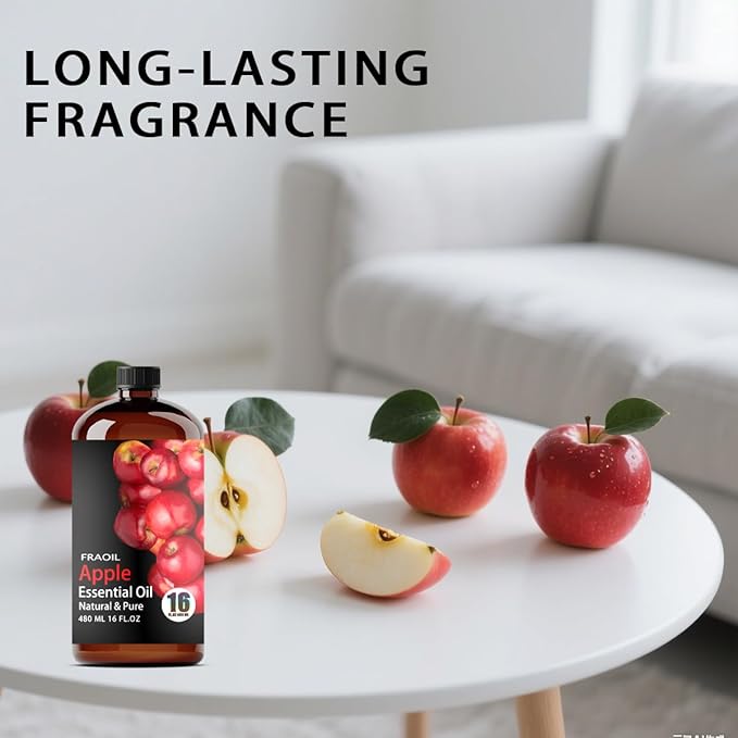 Apple Essential Oil, Apple Oil 16 Fl Oz 480 ML for Diffuser Humidifier Yoga Cleaning DIY Candle Soap Making Perfume Gift for Women Essential Oils FRAOIL (Apple 16 Fl Oz (Pack of 1))