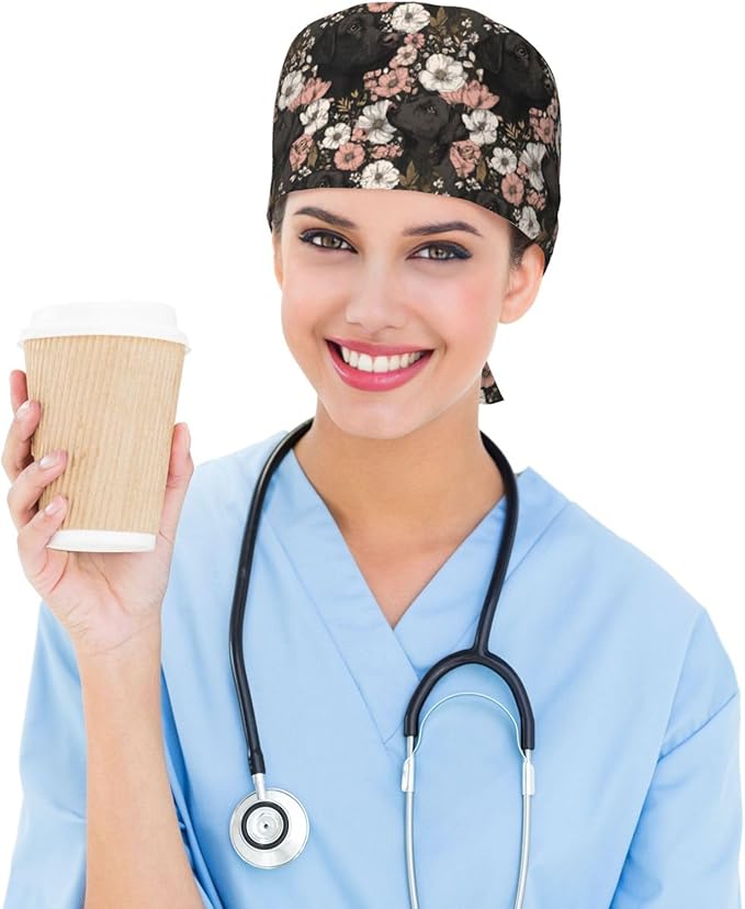 Alligator Ice Cream Working Cap, Scrub Cap with Sweatband, Adjustable Tie Back Hat Breathable Headgear for Women/Men