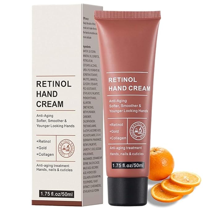 Retinol Hand Cream Anti Aging, Enriched With Collagen, It is Specially Formulated for Aging, Dry, And Chapped Hands (50G Anti Aging Hand Cream, Nourishing and Protecting Skin, Nails, And Cuticles)