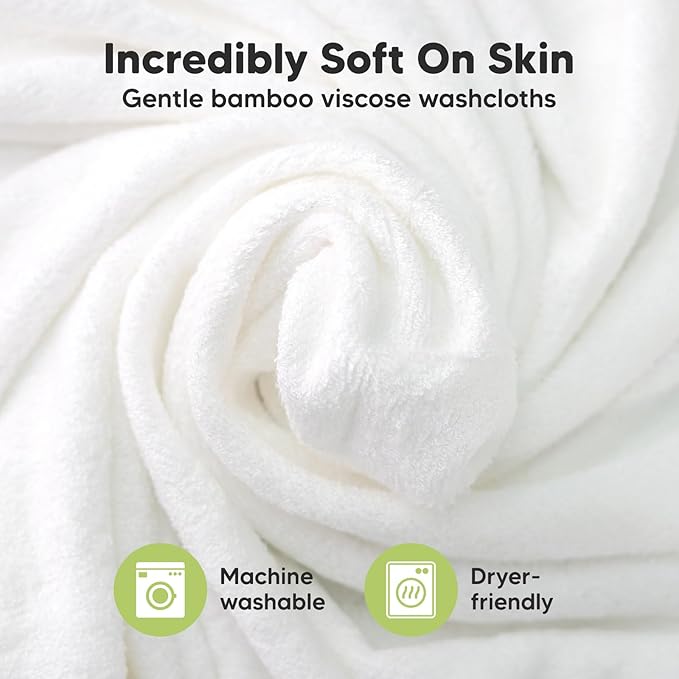 6-Pack Baby Washcloths – Soft Absorbent Viscose from Bamboo Washcloths for Face, Body, Baby Towels for Newborn, Kids, Toddlers, Infant, Gentle on Sensitive Skin, 10x10 Reusable Face Towels(Candy Pop)