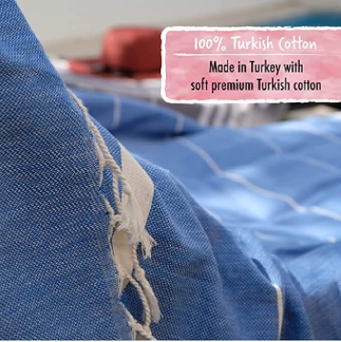 XL Turkish%100 Cotton Bath Beach Spa Sauna Hammam Yoga Gym Hamam Towel Fouta Peshtemal Pestemal Blanket - Set of 6 with Gift Bath Mitt (6, Multi)