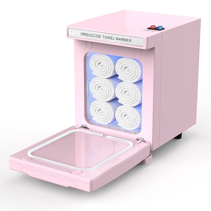Hot Towel Warmer for Spa, Small Towel Warmer for Esthetician, Mini Towel Warmer for Facial Salon Beauty, Professional Towel Heater Towel Warmer Cabinet(5.5L-Pink)